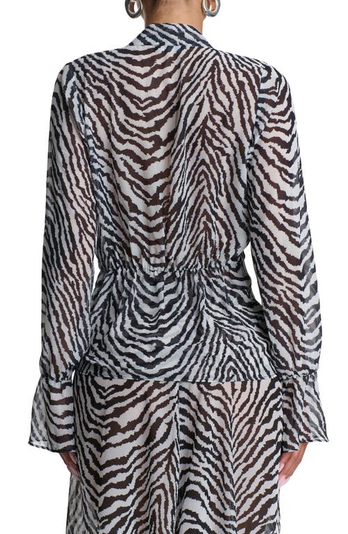 Naked Wardrobe Plunge Tie Front Chiffon Top In Gray