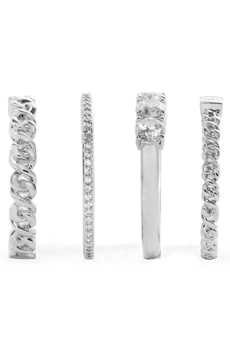 Nadri Zoe Set of 4 Stacking Rings, Alternate, color,