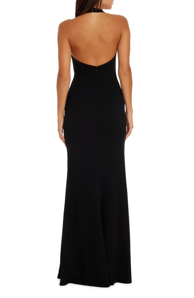 Dress the Population Paige Halter Neck Mermaid Gown, Alternate, color, Black