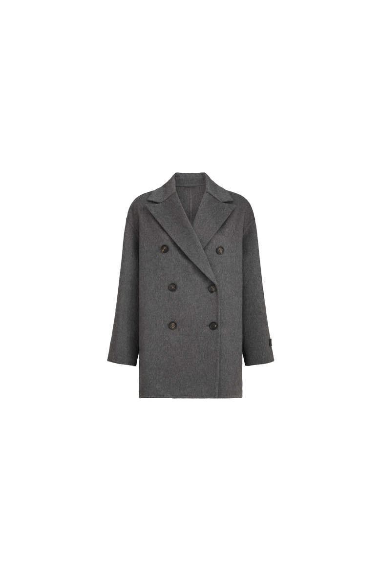 Cashmere double beaver cloth pea coat with precious patch, Alternate, color, Anthracite