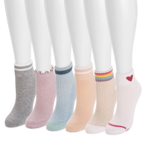 Muk Luks Dream Step Mini Crew Socks 6 Pair Pack In Multi