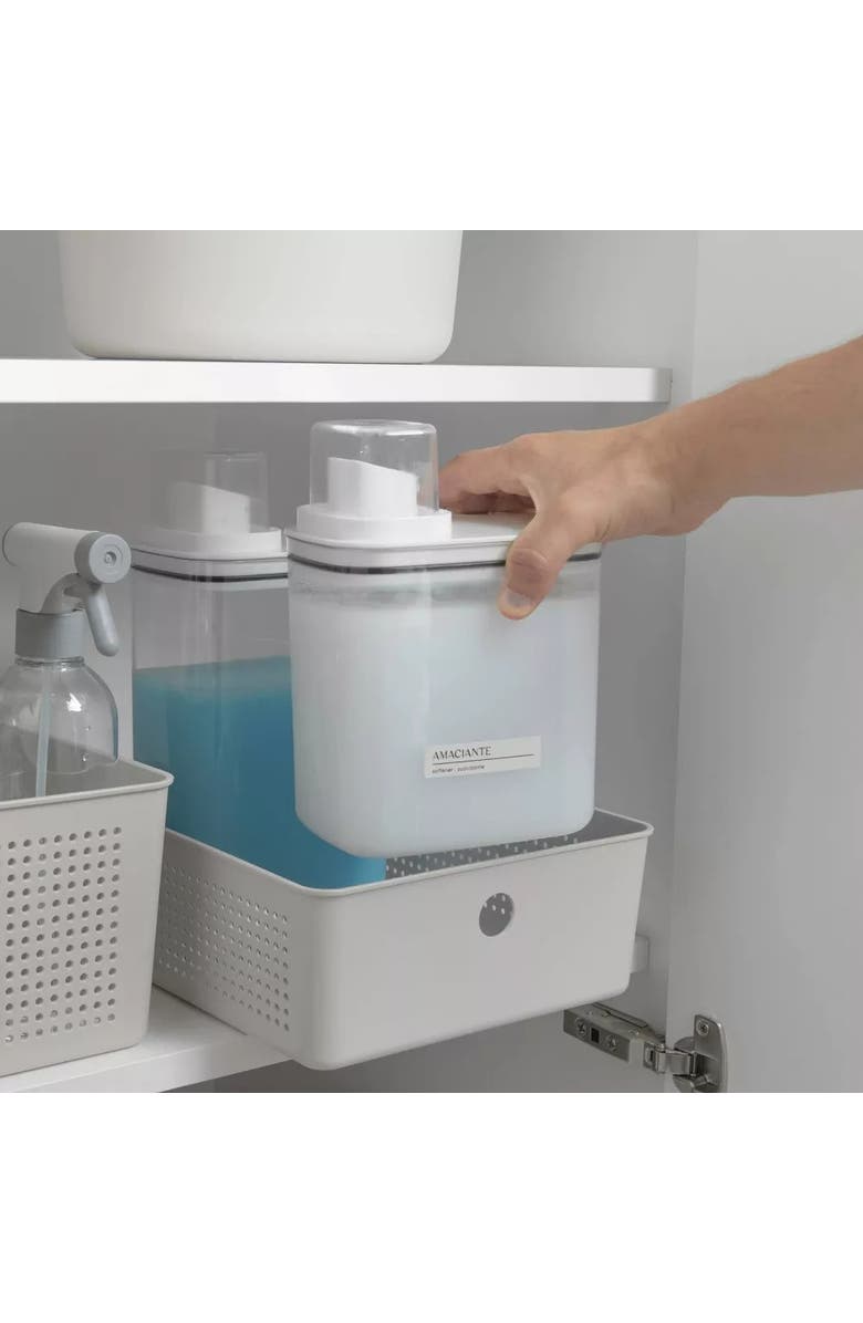 OU Durable Liquid Laundry Detergent Dispenser Organizer with Measuring Cap, 50 oz, Alternate, color, Clear/White
