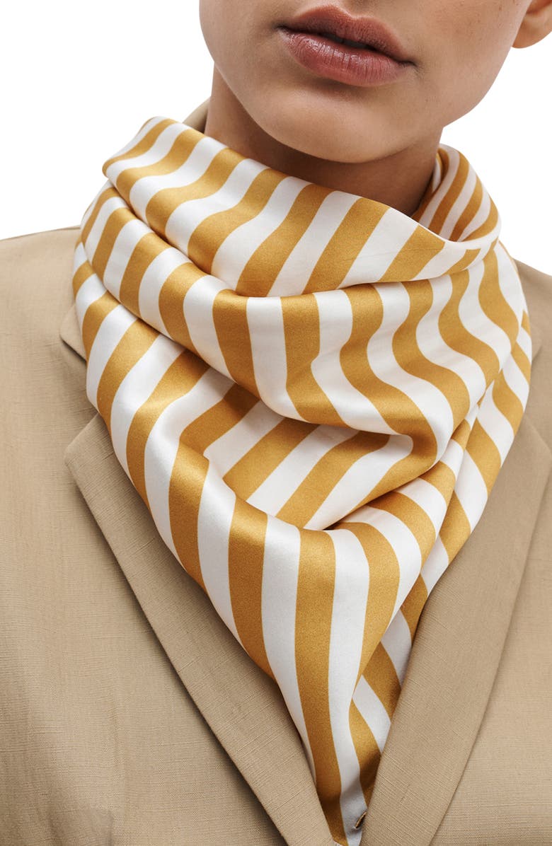 rag & bone Gia Silk Square Scarf, Main, color, Gold Stripe