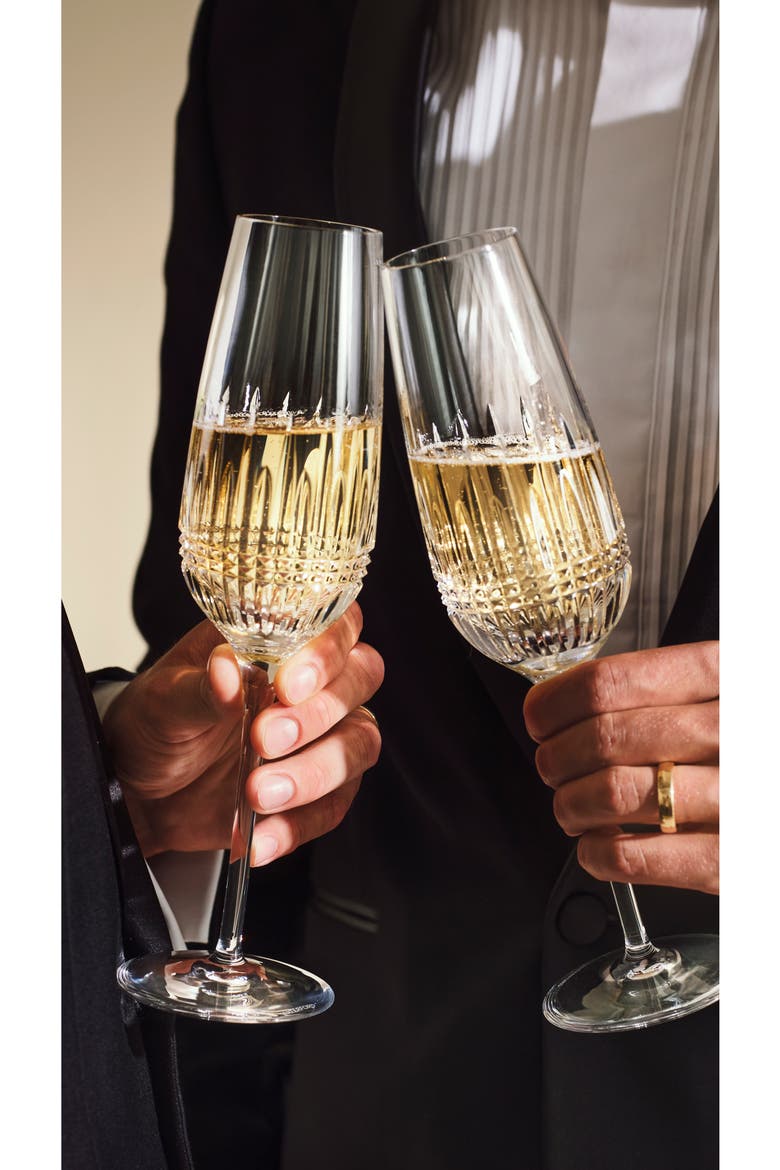 Lismore Diamond Essence Set of 2 Crystal Champagne Flutes, Alternate, color, CLEAR