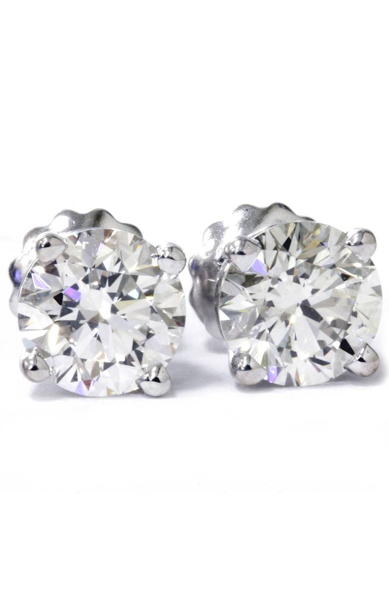 Bliss Diamond 3 Cttw Diamond Studs With Screw Backs 14k Gold Lab Grown, Main, color, 14K White Gold