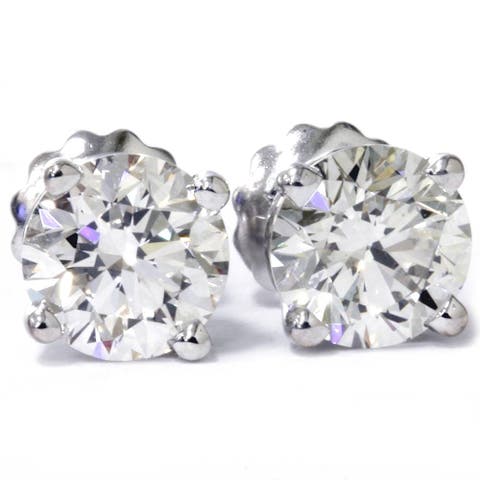 3 Cttw Diamond Studs With Screw Backs 14k Gold Lab Grown