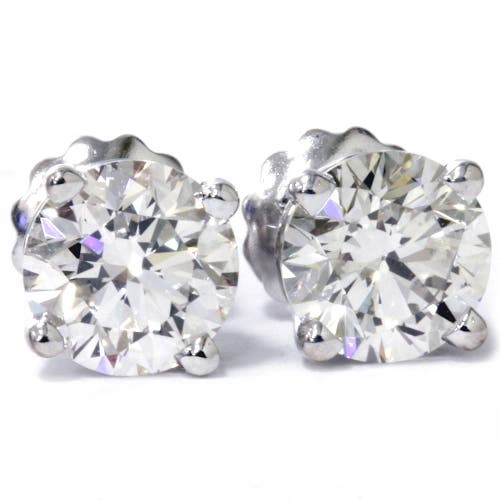 Bliss Diamond 3 Cttw Diamond Studs With Screw Backs 14k Gold Lab Grown In Silver