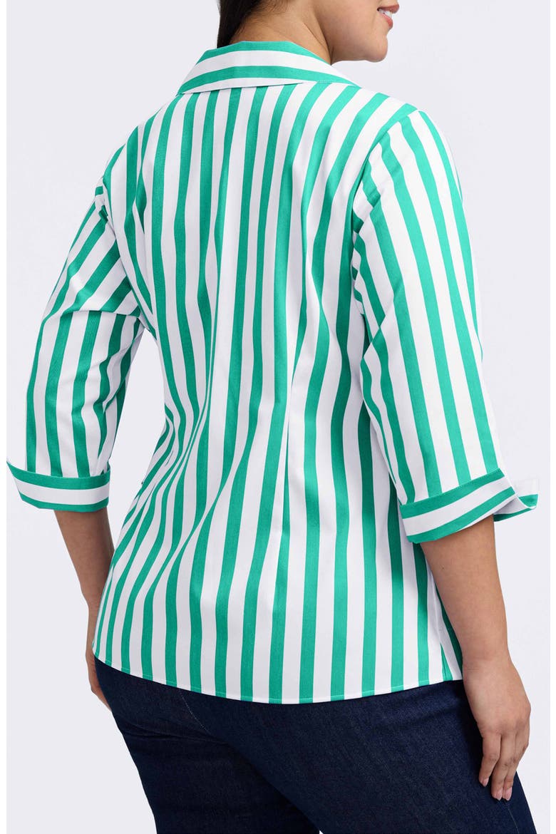 Salina Stripe Cotton Blend Wrap Shirt, Alternate, color, KELLY GREEN/ WHITE