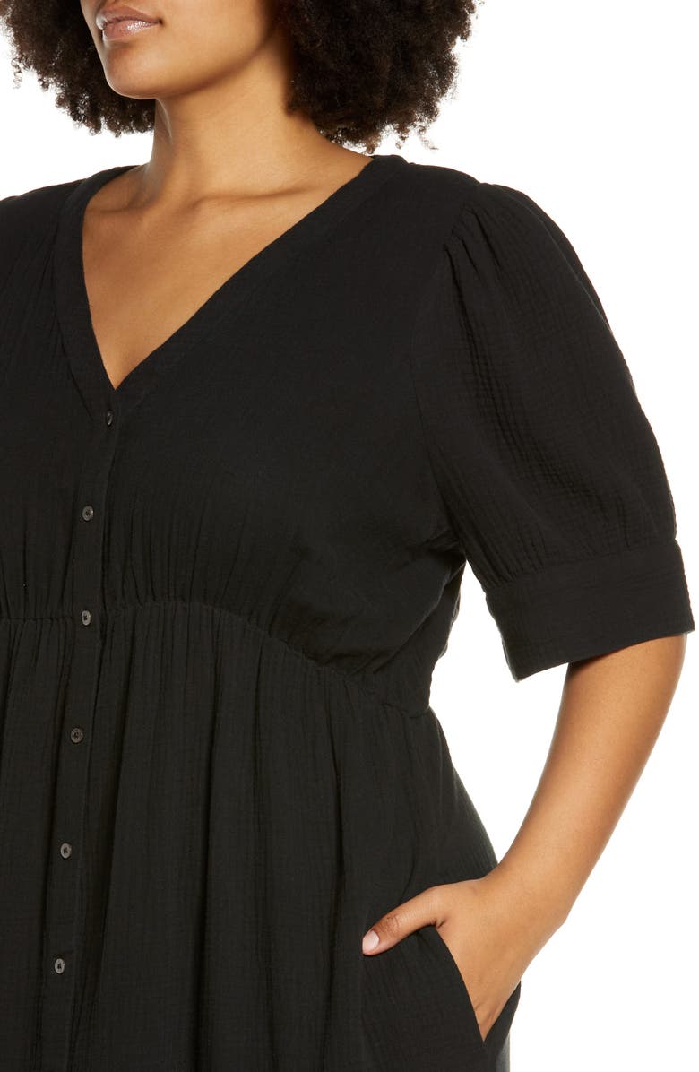 Madewell Lightspun Tiered Button Front Midi Dress, Alternate, color,