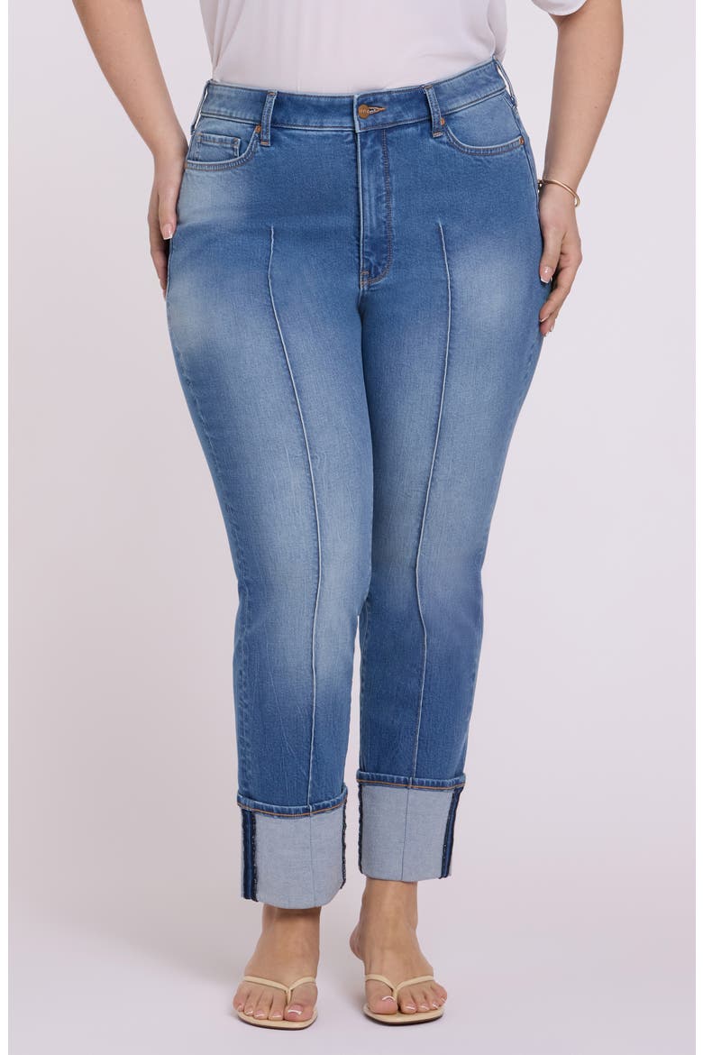 Marilyn Cuffed Pintuck Straight Leg Jeans, Main, color, PACIFICA