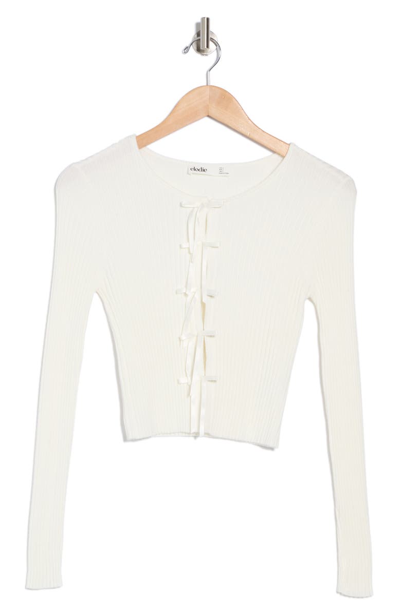 Elodie Bow Detail Crop Cardigan, Alternate, color, White
