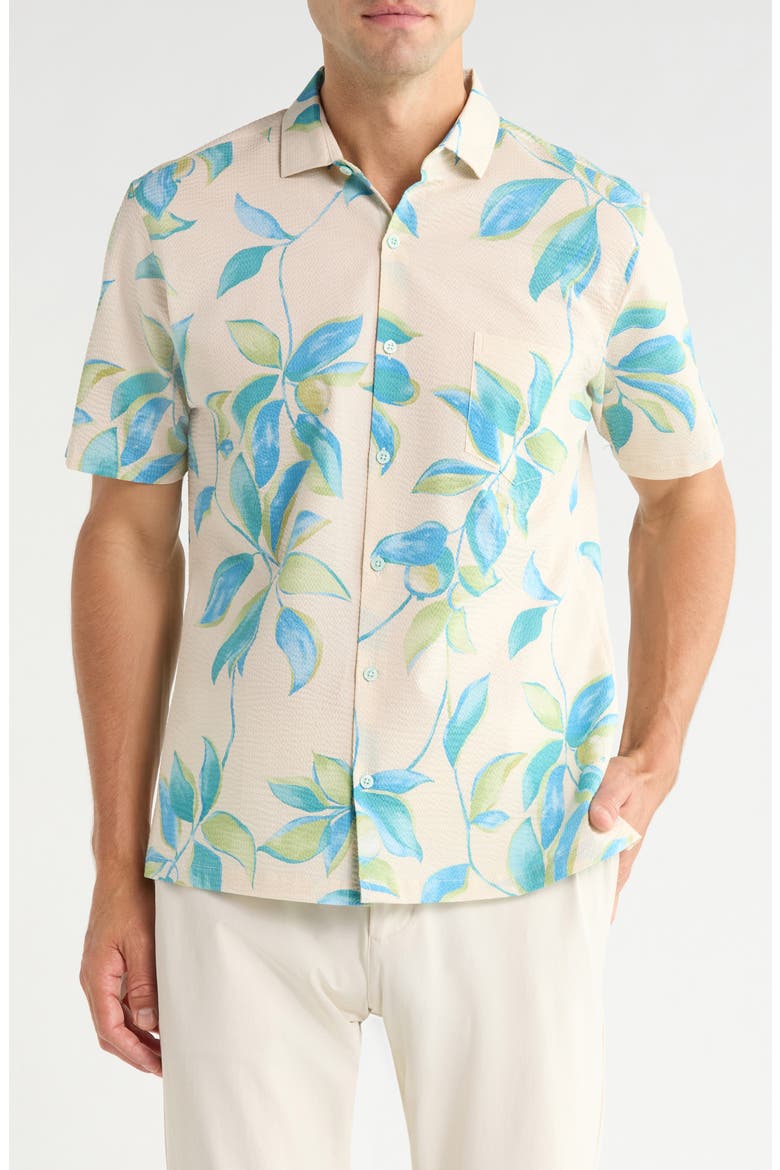 Fresco de Cas Short Sleeve Button-Up Shirt, Main, color, NATURAL