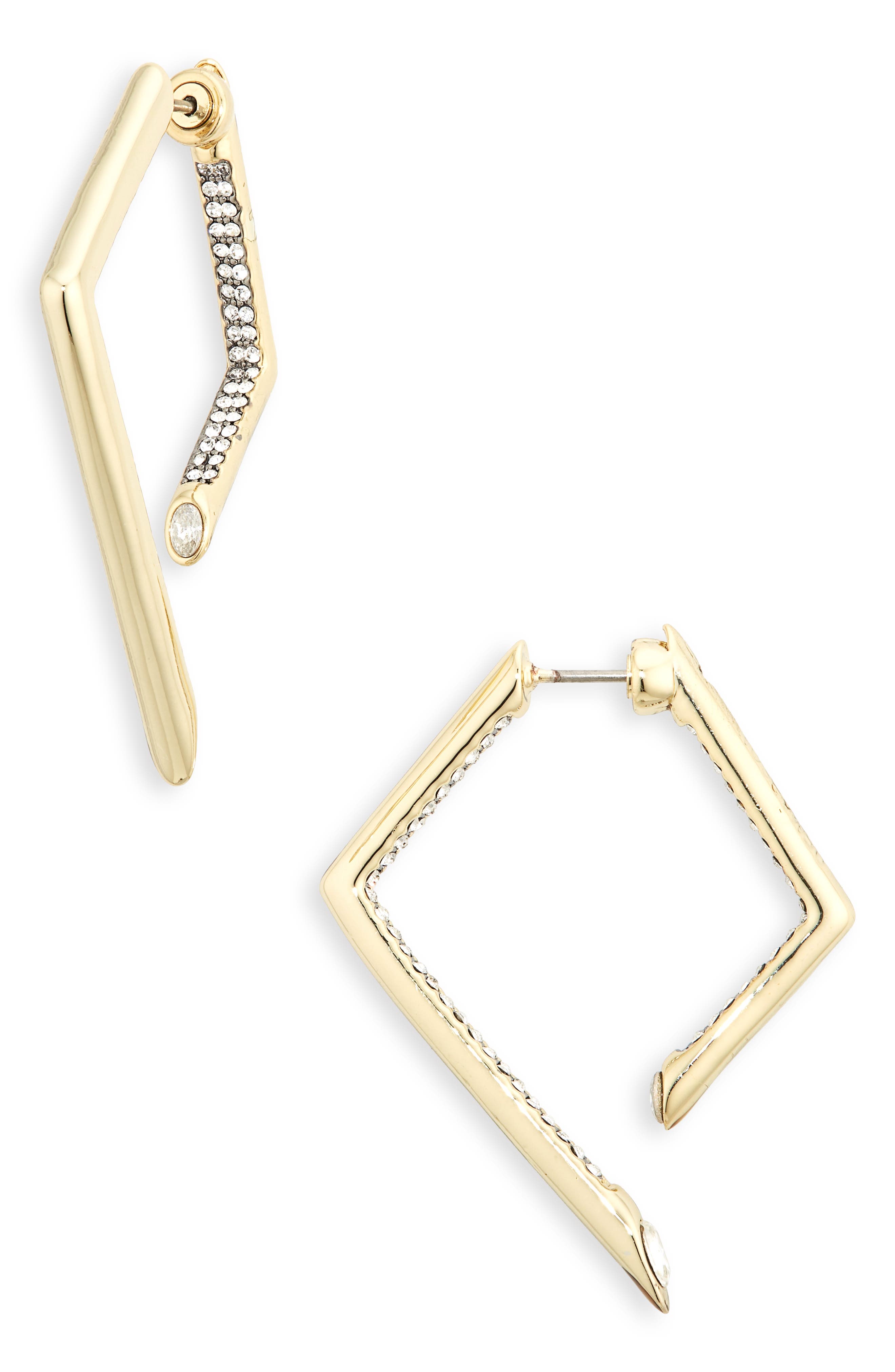 DEMARSON Mini Yana Pavé Crystal Asymmetric Drop Earrings (Women ...