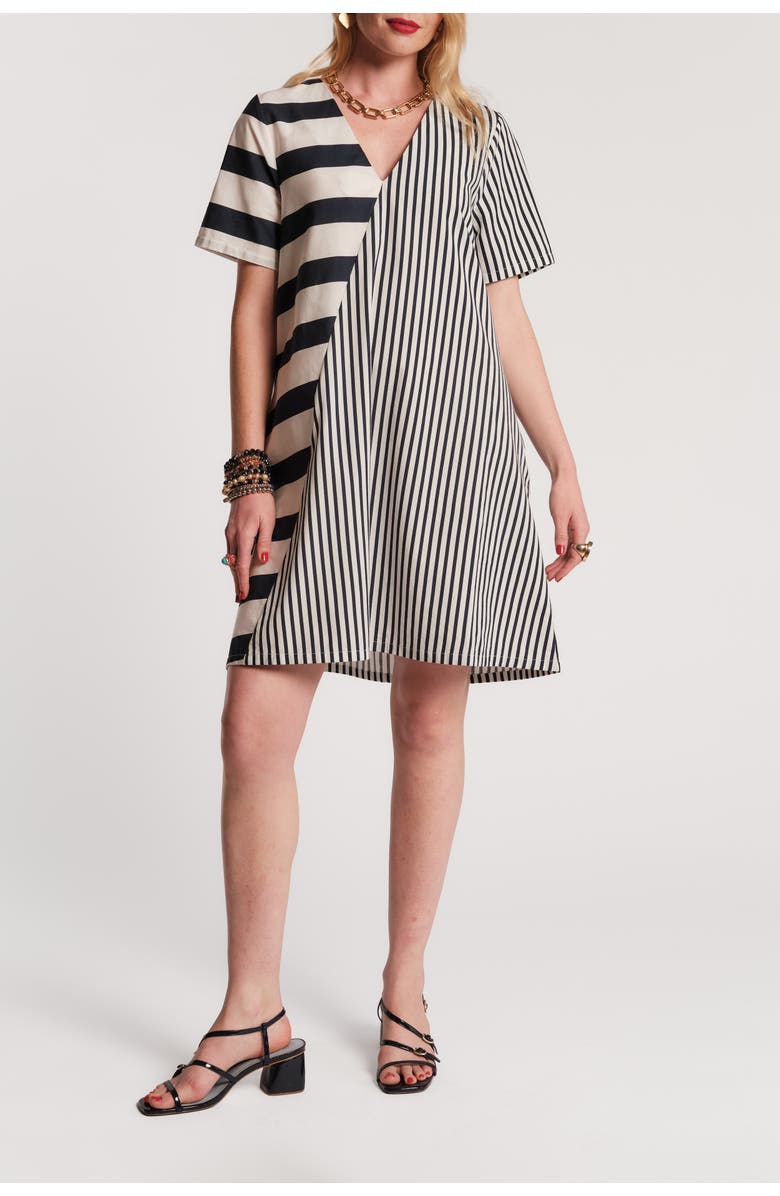 Frances Valentine Schooner Dress Nautical Stripe, Main, color, Navy/Oyster