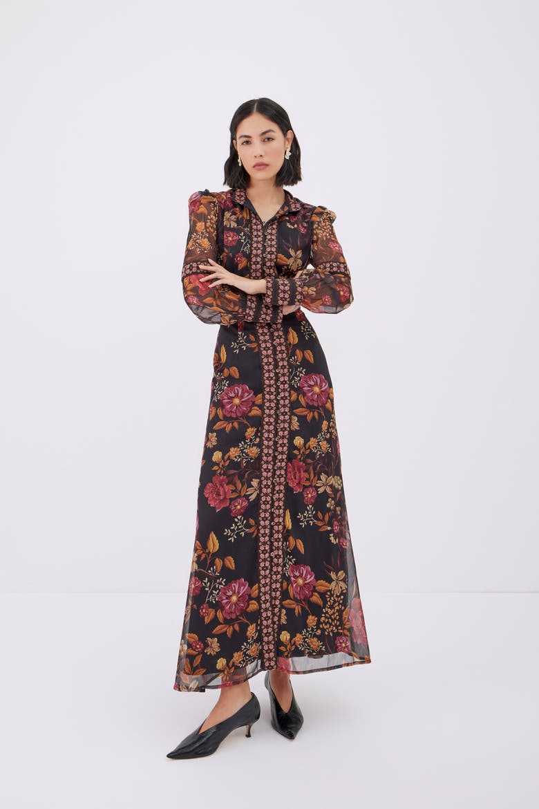 Floral Black Dress, Main, color, Black