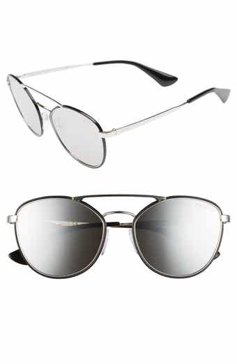 Prada 55mm Mirrored Aviator Sunglasses