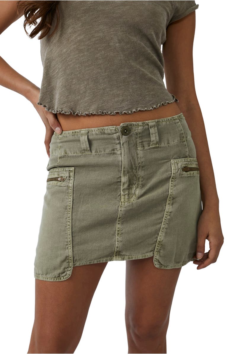 Free People Nevada Cotton & Linen Cargo Skirt, Alternate, color,