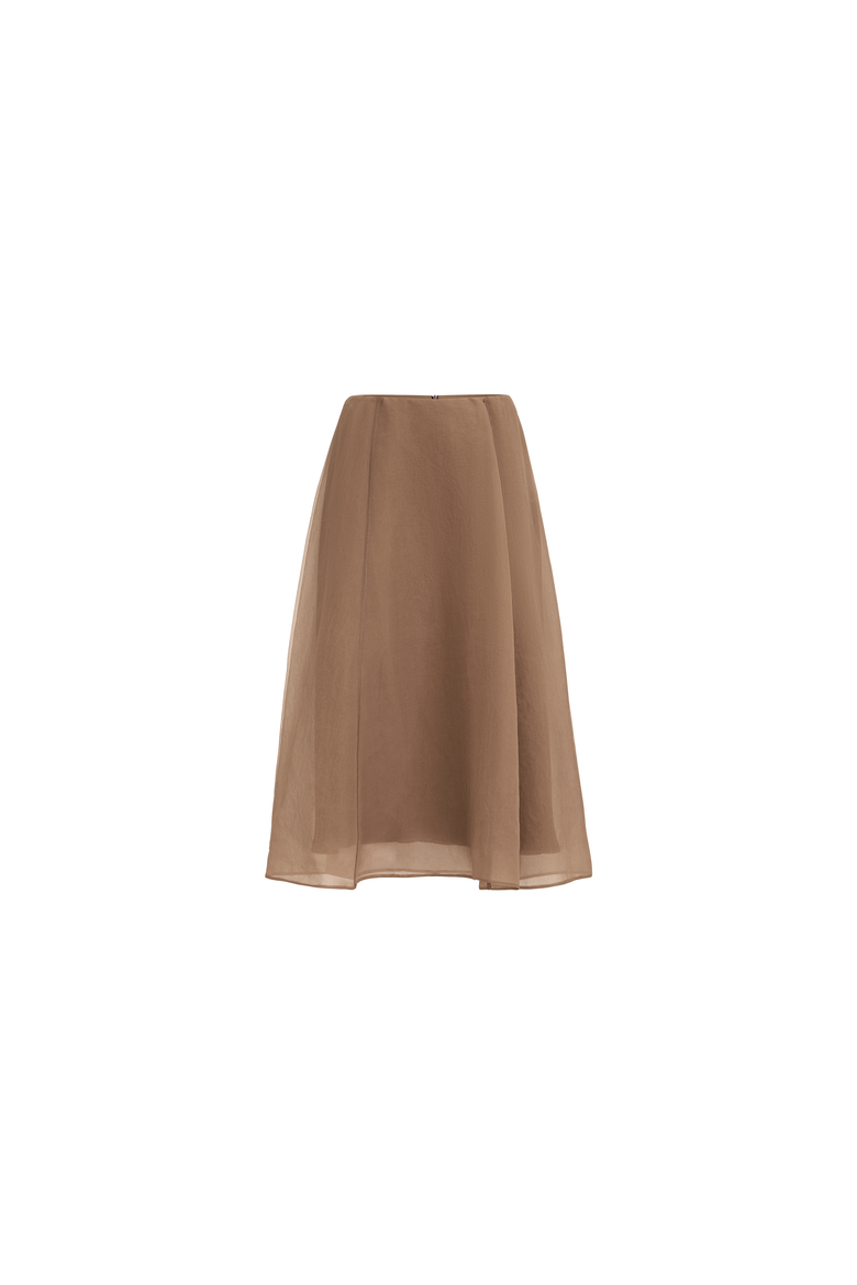 Crispy silk circle skirt, Alternate, color, Brown