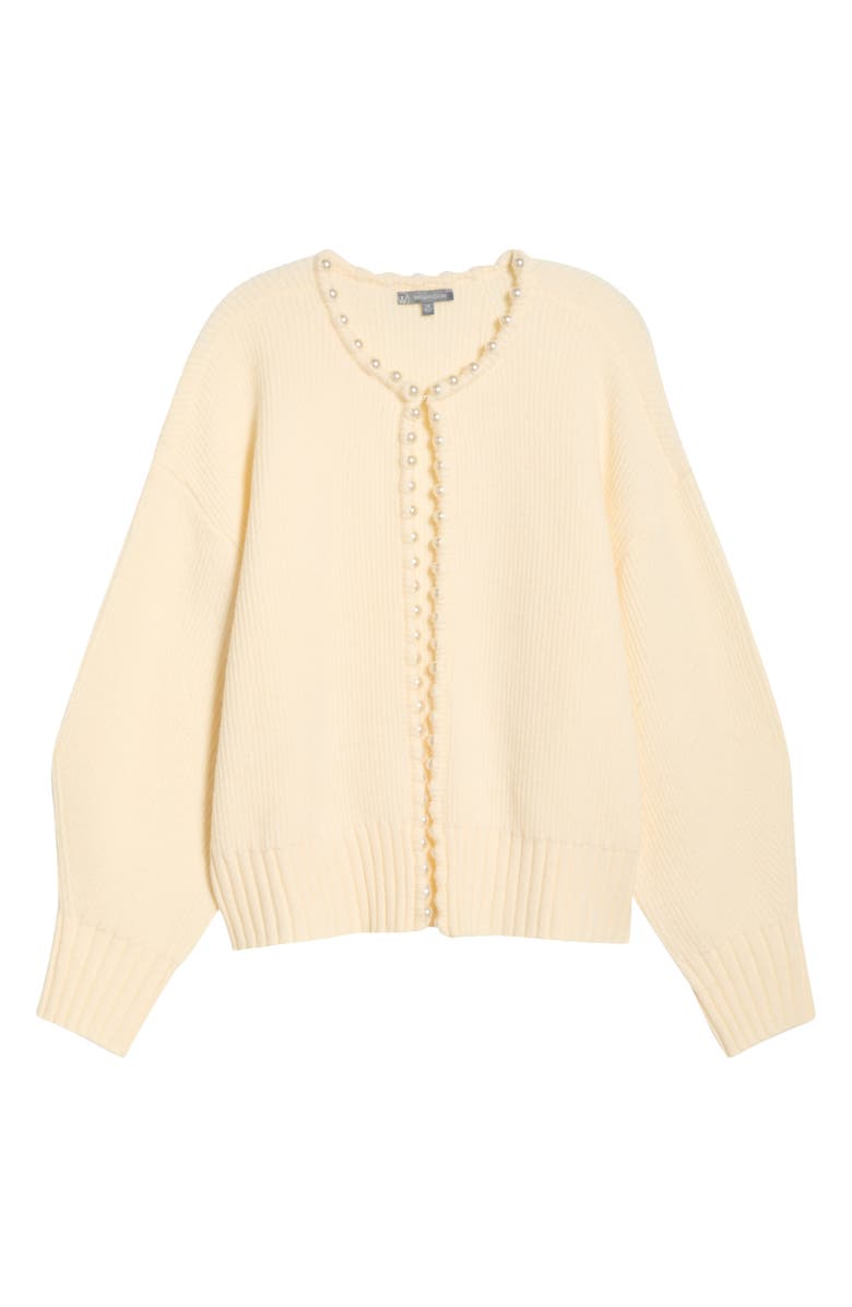 Wit & Wisdom Faux Pearl Trim Cardigan, Alternate, color, Vanilla