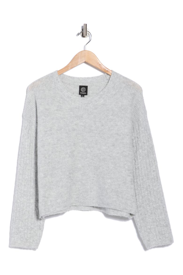 Cable Sleeve Sweater, Alternate, color, LIGHT HEATHER GREY