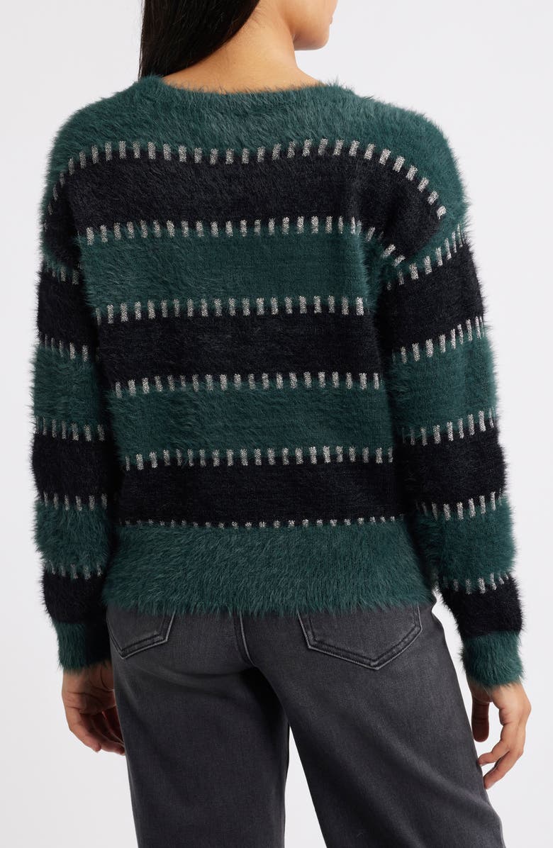 CITY BLUES Stripe Metallic Boat Neck Sweater, Alternate, color, Spruce/ Black