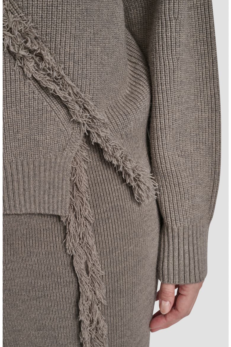 Fringe Detail Rib Sweater, Alternate, color, CITY TAUPE HEATHER
