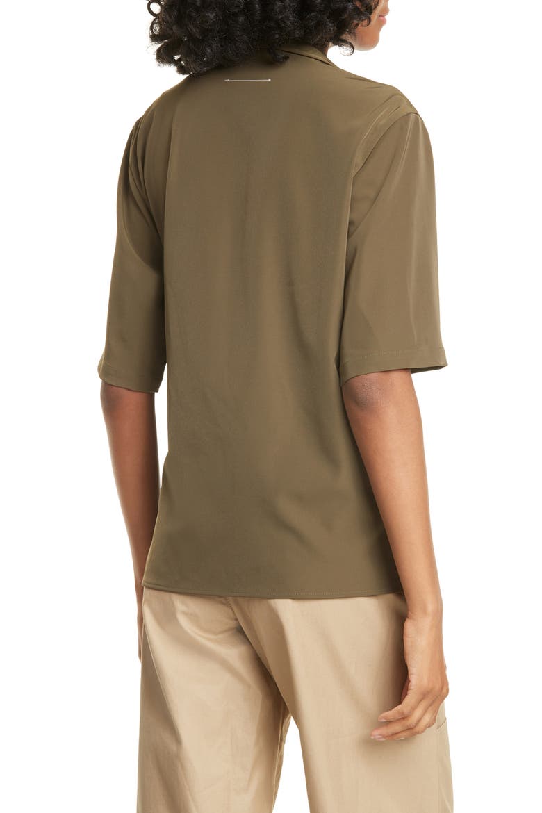 Drape Front Stretch Twill Shirt, Alternate, color, KHAKI