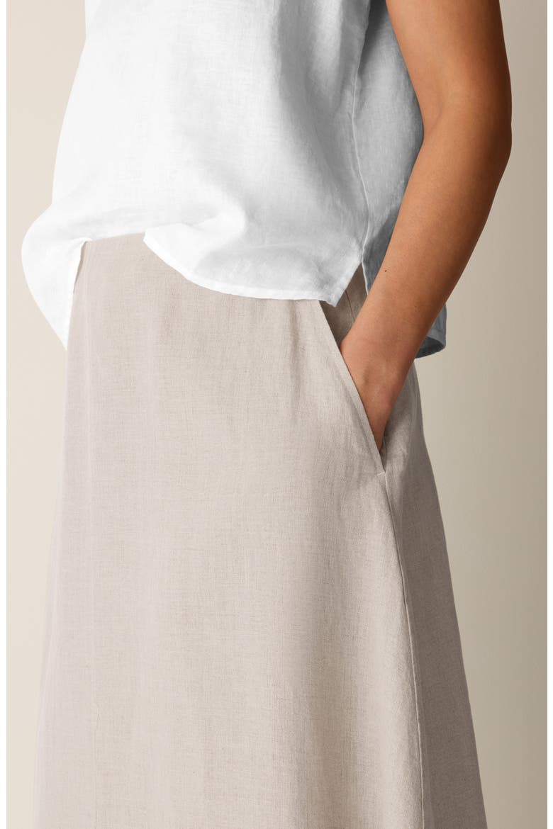 A-Line Organic Linen Midi Skirt, Alternate, color, UNDYED NATURAL