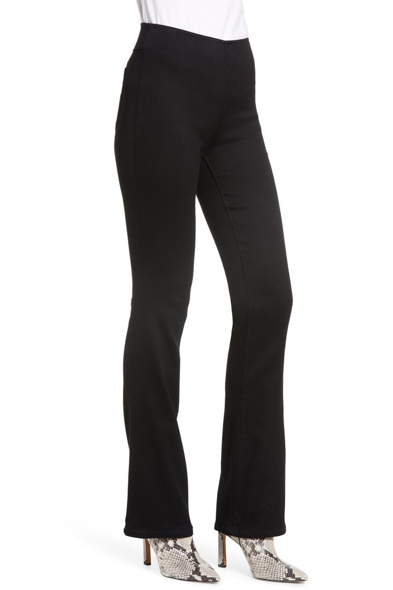 High Waist Pull-On Slim Bootcut Jeans, Alternate, color, BLACK