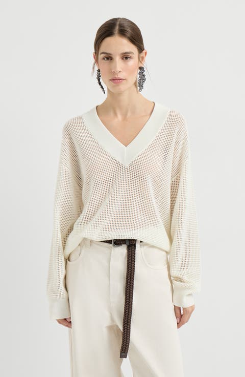 Cashmere net sweater