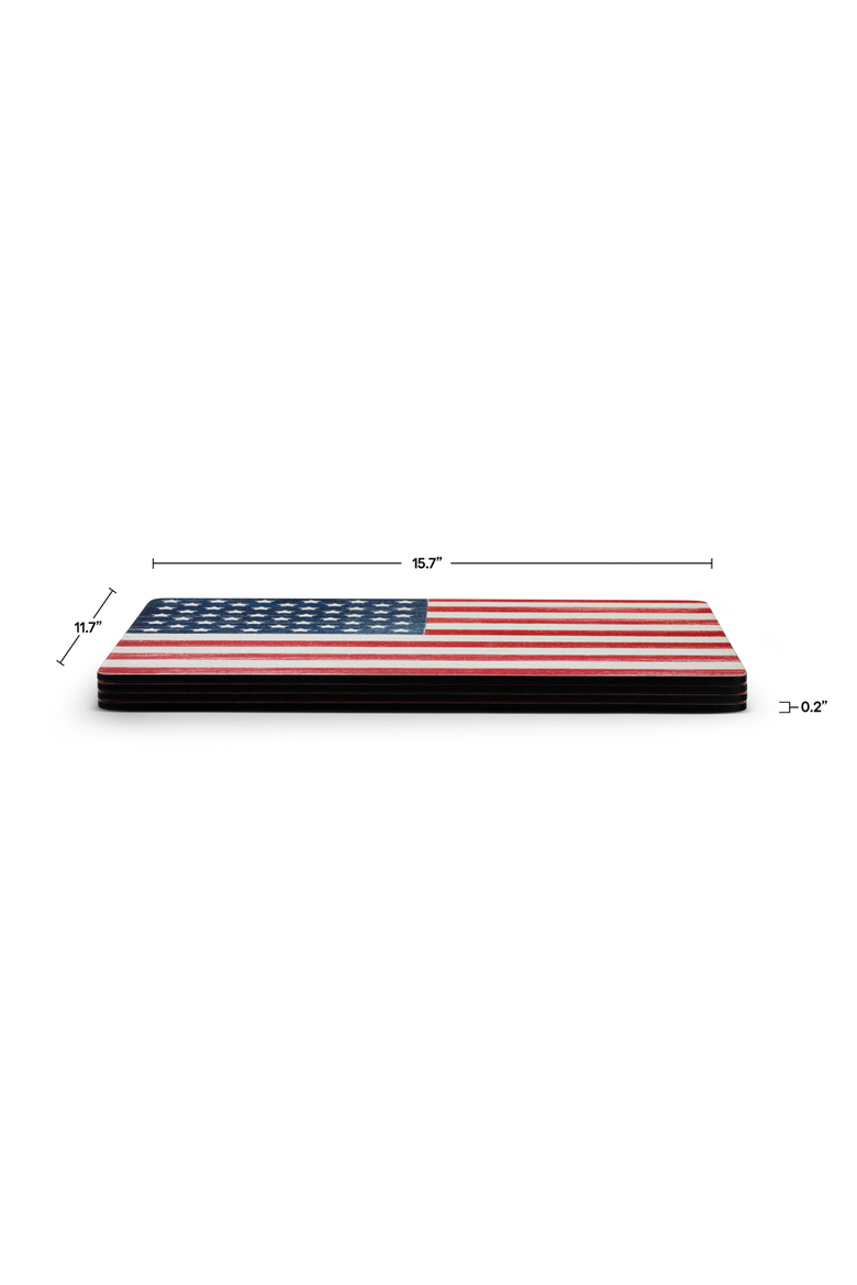 American Flag Set of 4 Cork Back Placemats, Alternate, color, Multi