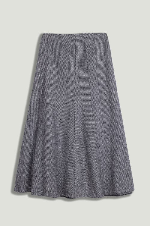 Nocturne Herringbone Pattern Flared Midi Skirt In Multi