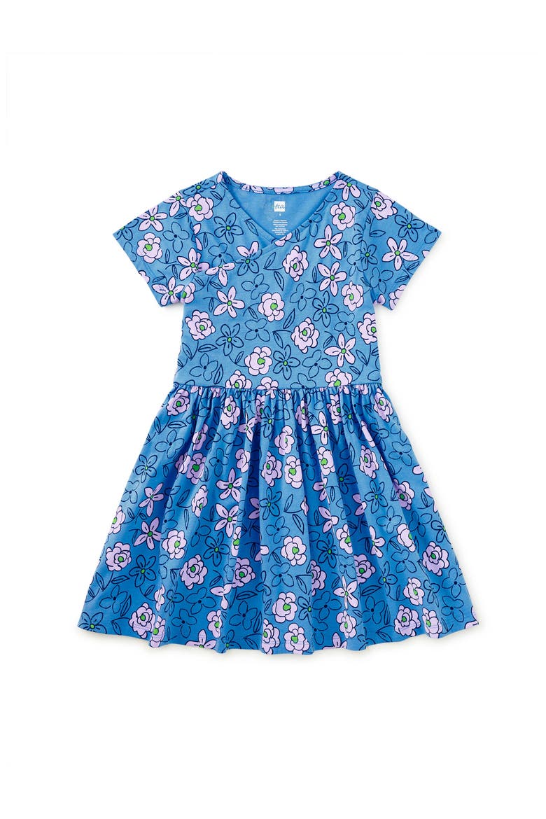 Short Sleeve Wrap Neck Dress, Main, color, Carnation Toss