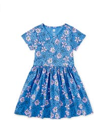 Tea Collection Short Sleeve Wrap Neck Dress