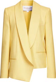Michael Kors Collection Asymmetric Open Front Silk Canvas Blazer