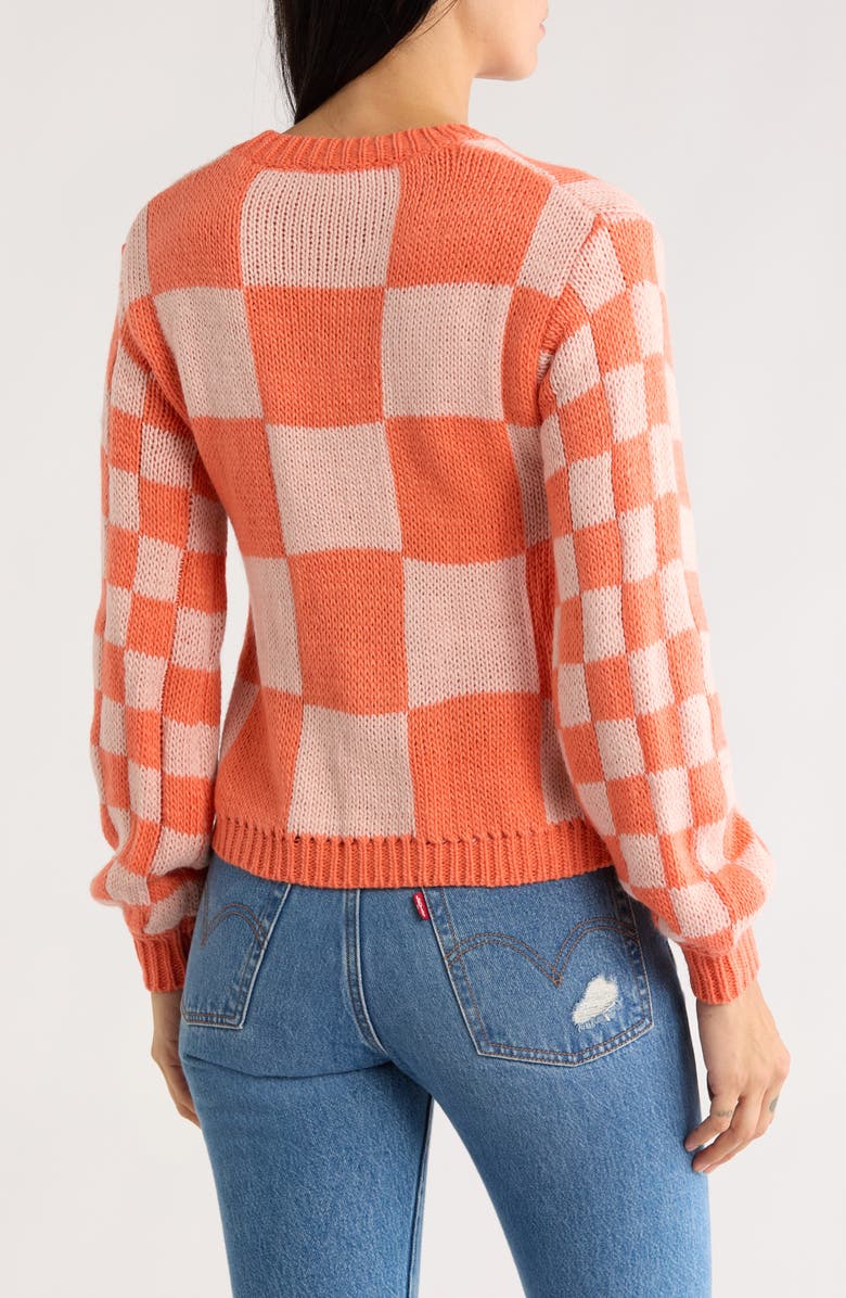 INDUSTRY REPUBLIC CLOTHING Check Crewneck Sweater, Alternate, color, Orange Checkered