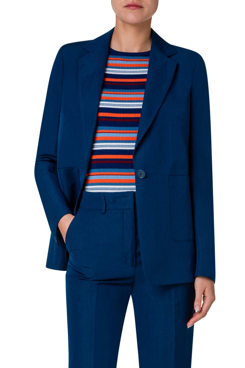 Notched Lapel One-Button Blazer, Main, color, INK