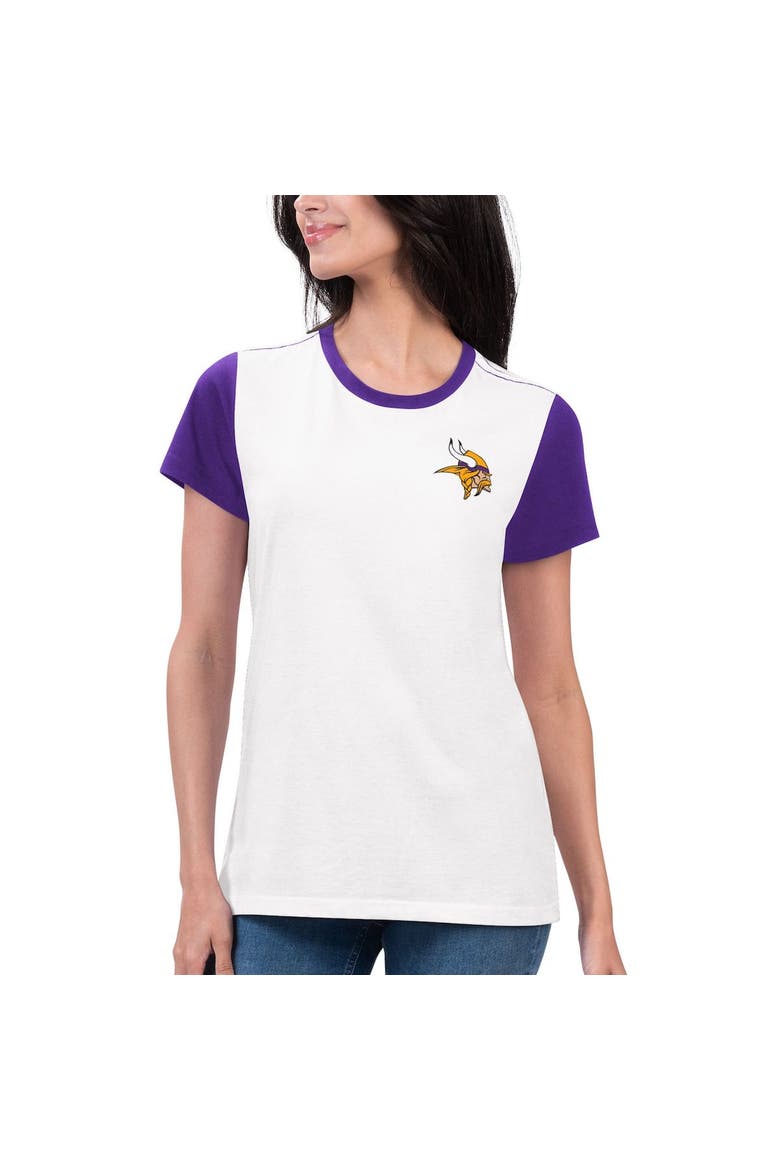 Women's G-III 4Her by Carl Banks White/Purple Minnesota Vikings Fashion Illustration T-Shirt, Alternate, color, White