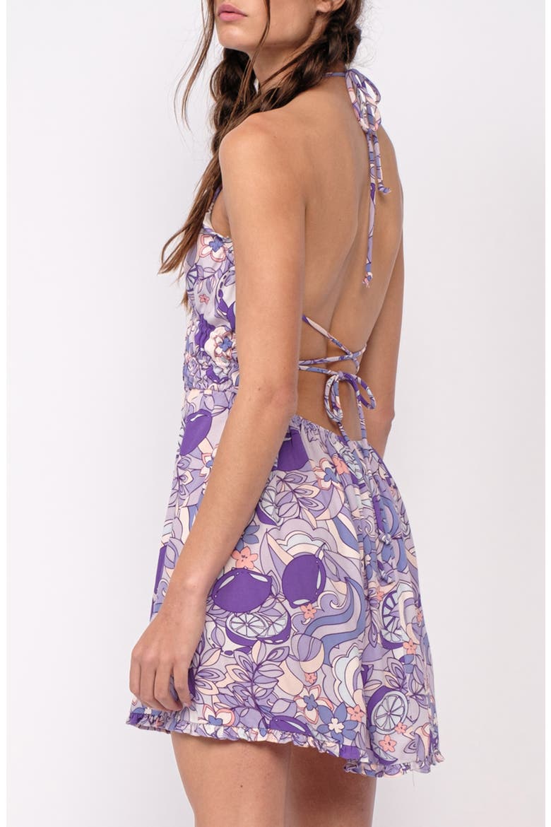 Boho Floral Plunge Halter Minidress, Alternate, color, PURPLE