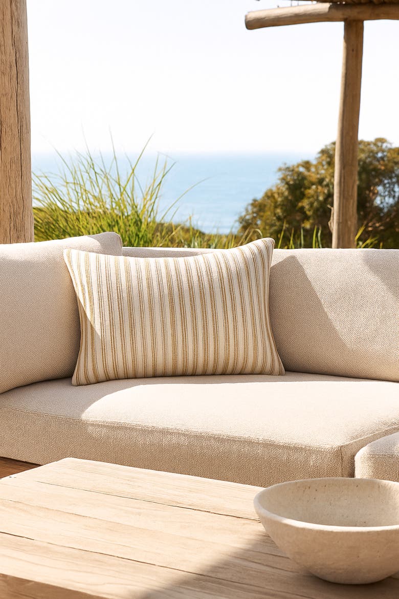 Sandbar Stripe Pillow, Alternate, color, Harvest Orange