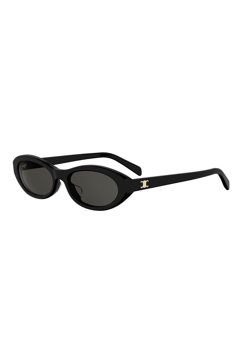 Triomphe Mini 54mm Oval Sunglasses, Alternate, color, SHINY BLACK / SMOKE