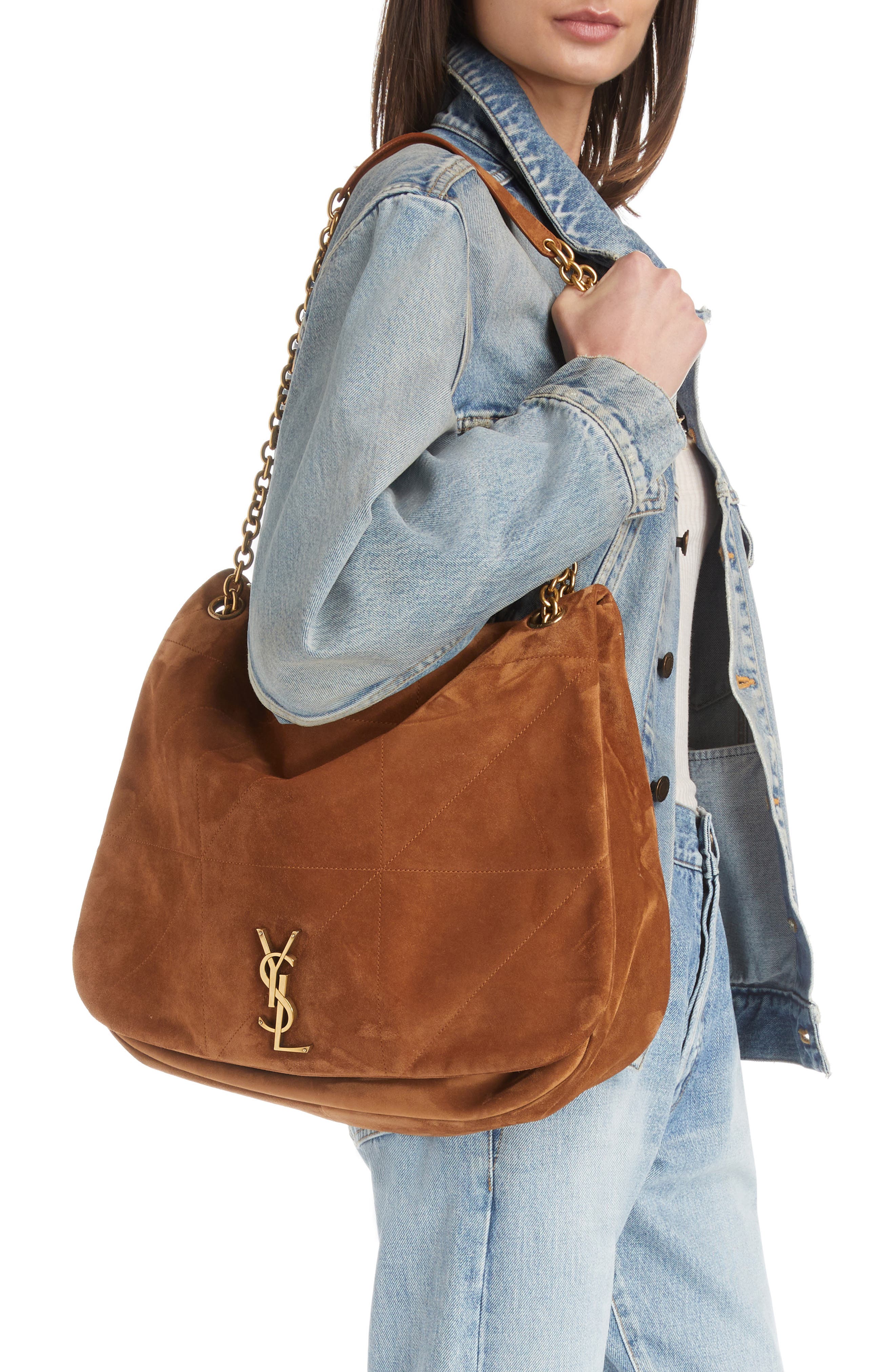 Jamie 4.3 Patchwork Suede Shoulder Bag, Alternate, color, BROWN CARAMEL