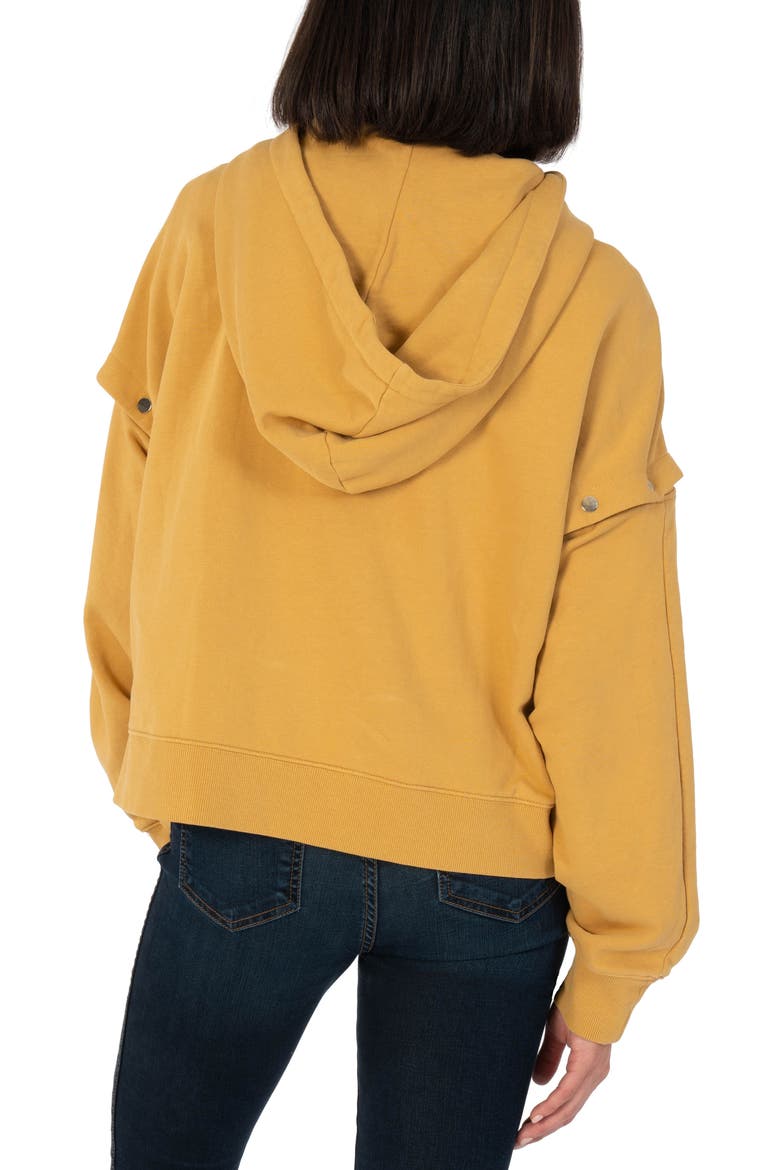 Madelyn Convertible Sleeve Zip-Up Hoodie, Alternate, color, MUSTARD
