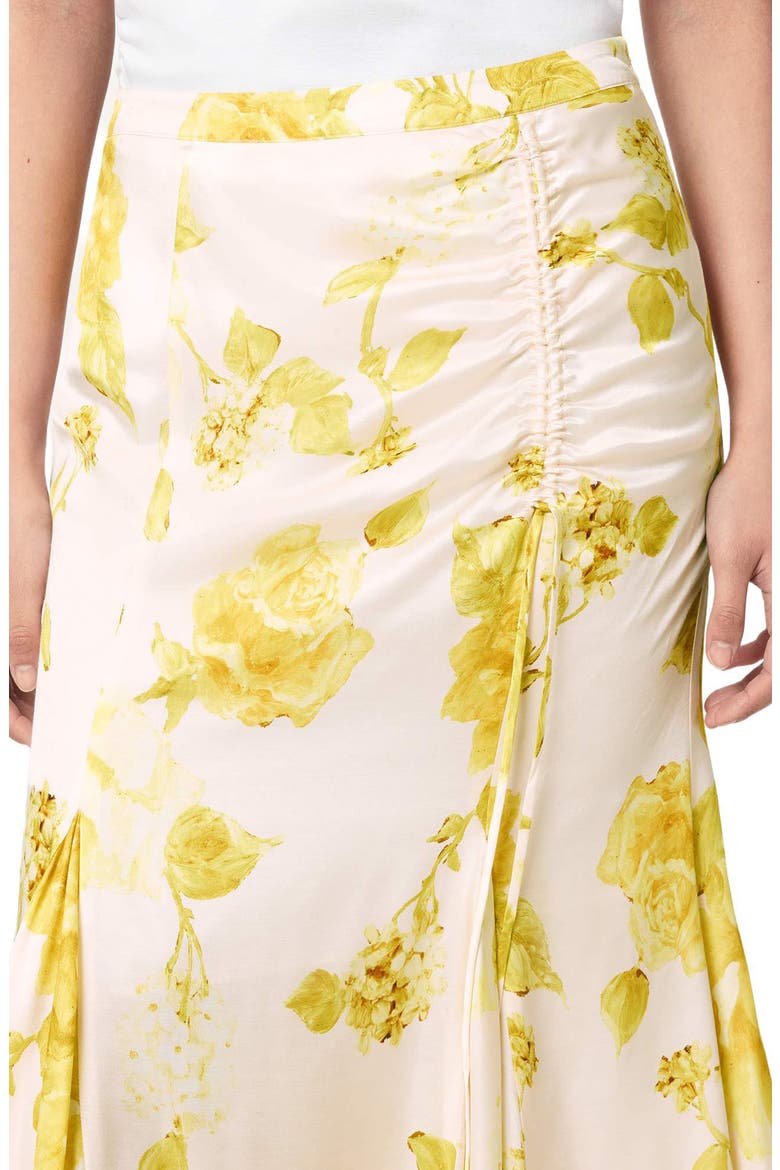 Kathy Satin Floral Midi Skirt, Alternate, color, FLEURZ YELLOW