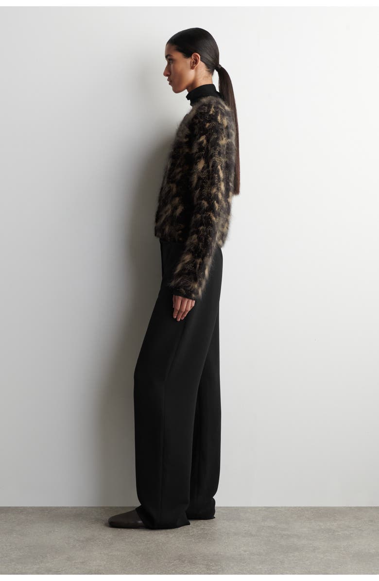 COS Animal-jacquard Merino Wool Cardigan, Alternate, color, Black / Brown