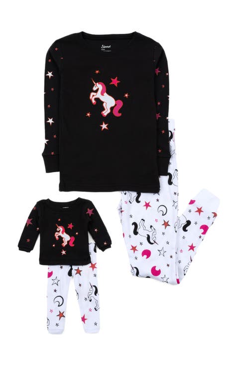 Girls Matching Doll Printed Cotton Pajamas, Fantasy & Character Prints (Toddler, Little Kid & Big Kid)