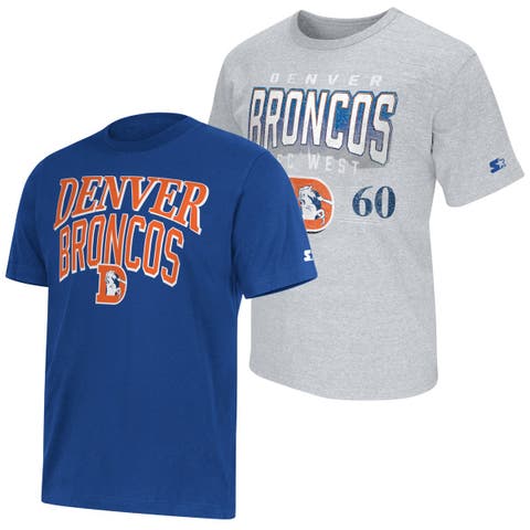 Men's Starter  Royal/Heather Gray Denver Broncos Two-Pack Throwback Logo T-Shirt Set