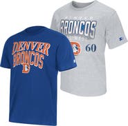 STARTER Men's Starter  Royal/Heather Gray Denver Broncos Two-Pack Throwback Logo T-Shirt Set