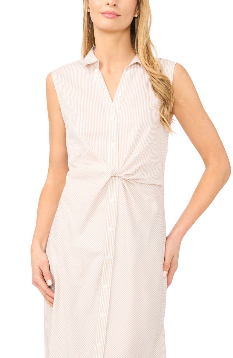 Halogen<sup>®</sup> Stripe Twist Detail Sleeveless Cotton Shirtdress, Alternate, color, 