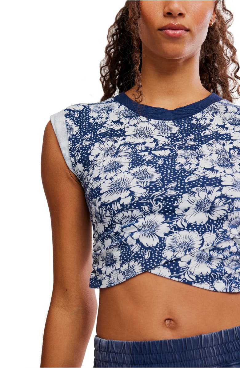 Free People Hot Shot Floral Crossover Stretch Cotton Top & Joggers Set, Alternate, color, Field Floral